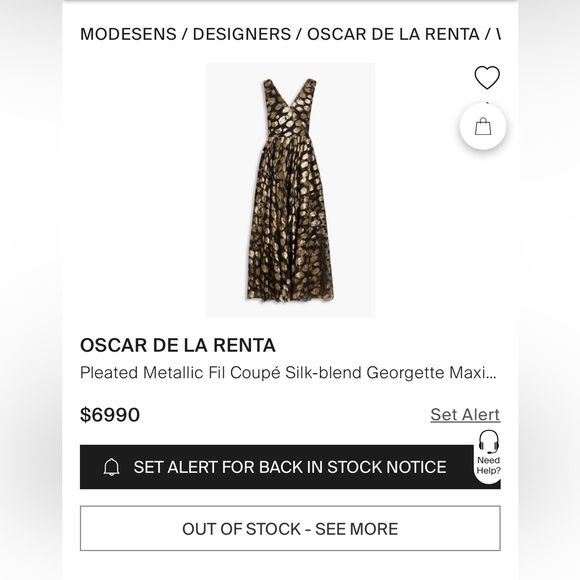 Oscar de la Renta Pleated Metallic Fil Coupé Silk-blend Georgette Dress - Picture 5 of 5